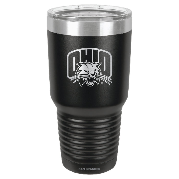 Fan Brander 30oz Stainless Steel Tumbler with Ohio University Bobcats Etched Primary Logo
