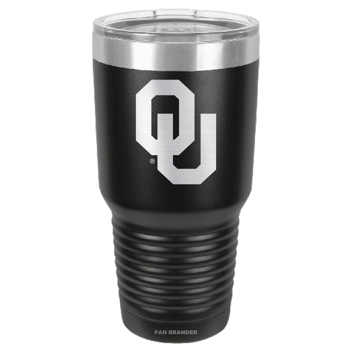 Fan Brander 30oz Stainless Steel Tumbler with Oklahoma Sooners Etched Primary Logo