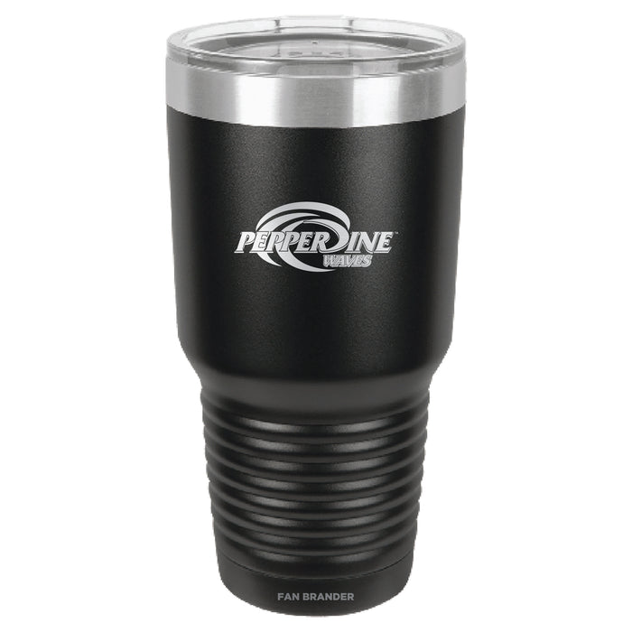 Fan Brander 30oz Stainless Steel Tumbler with Pepperdine Waves Etched Primary Logo