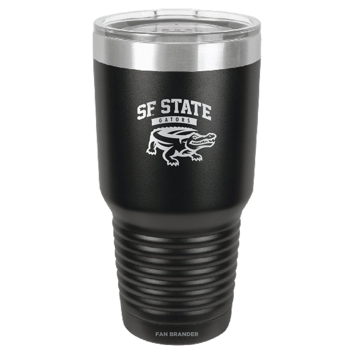 Fan Brander 30oz Stainless Steel Tumbler with San Francisco State U Gators Etched Primary Logo