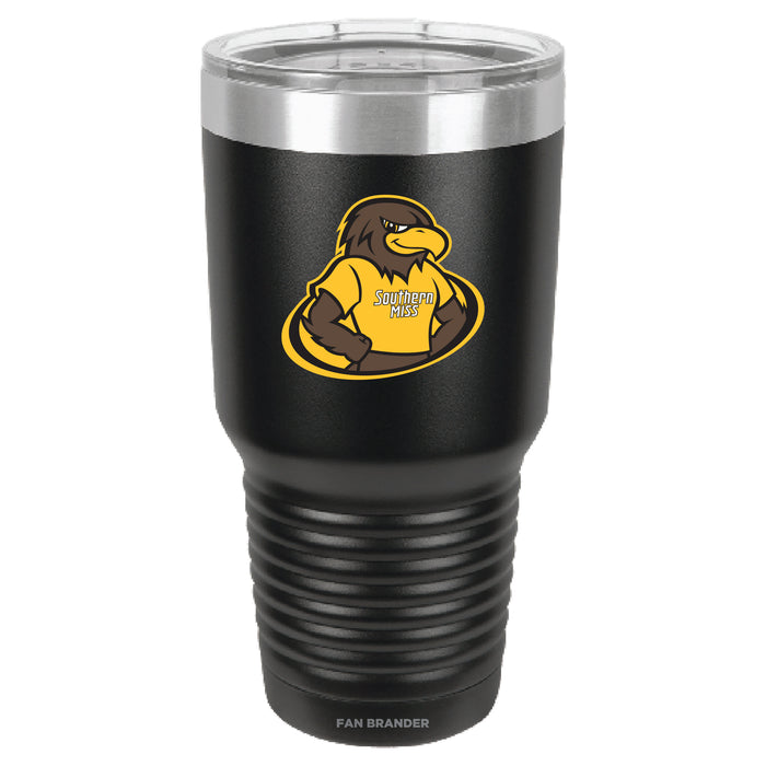 Fan Brander 30oz Stainless Steel Tumbler with Southern Mississippi Golden Eagles Secondary Logo