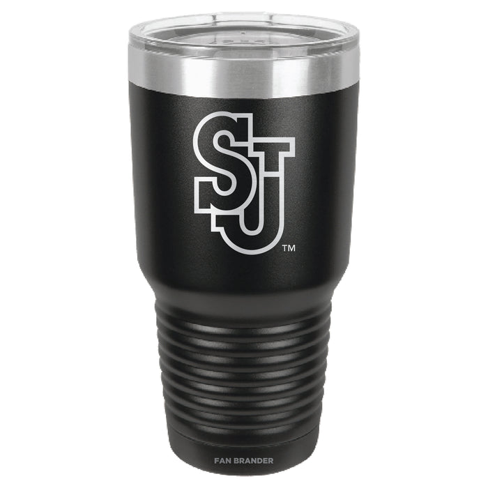 Fan Brander 30oz Stainless Steel Tumbler with St. John's Red Storm Etched Primary Logo