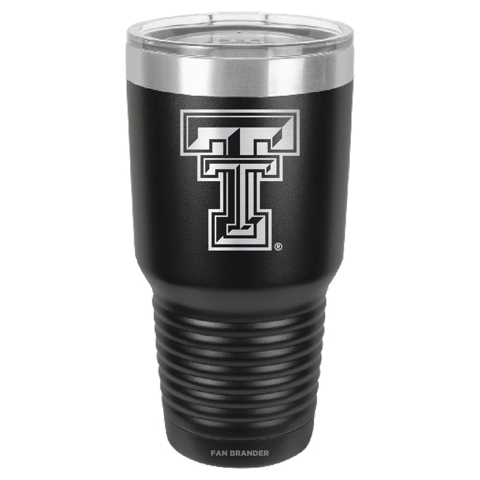 Fan Brander 30oz Stainless Steel Tumbler with Texas Tech Red Raiders Etched Primary Logo