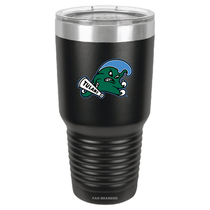 Fan Brander 30oz Stainless Steel Tumbler with Tulane Green Wave Primary Logo