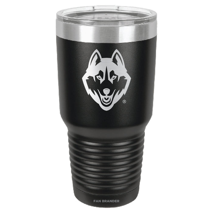 Fan Brander 30oz Stainless Steel Tumbler with Uconn Huskies Etched Primary Logo