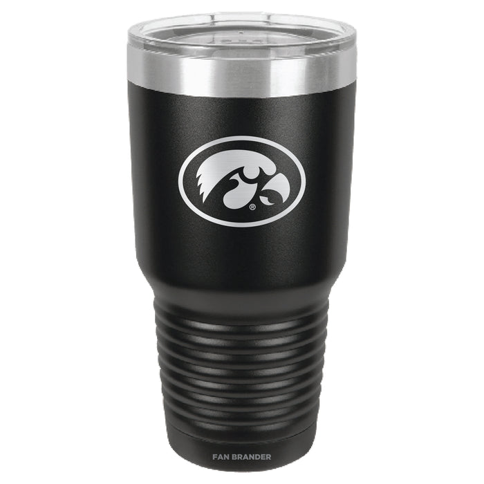 Fan Brander 30oz Stainless Steel Tumbler with Iowa Hawkeyes Etched Primary Logo