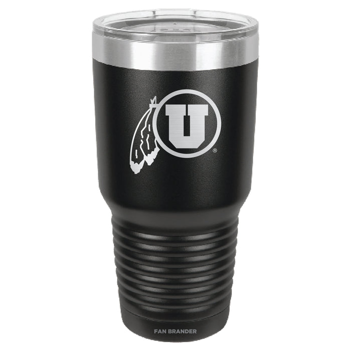 Fan Brander 30oz Stainless Steel Tumbler with Utah Utes Etched Primary Logo
