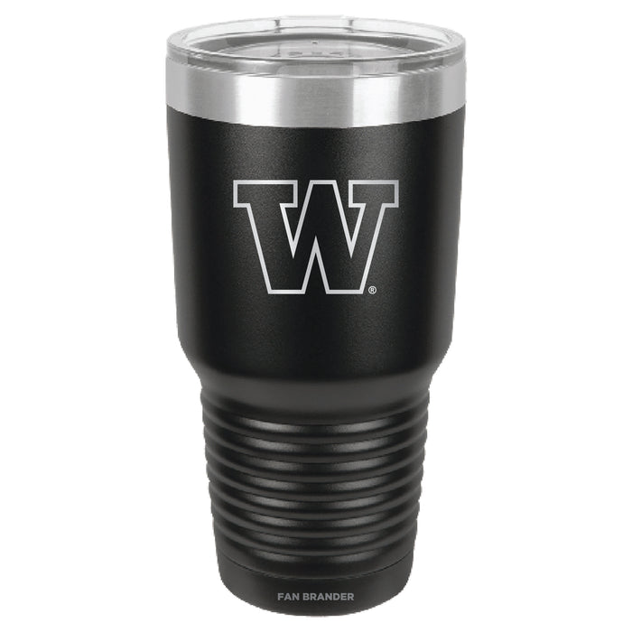 Fan Brander 30oz Stainless Steel Tumbler with Washington Huskies Etched Primary Logo
