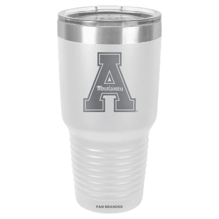 Fan Brander 30oz Stainless Steel Tumbler with Appalachian State Mountaineers Etched Primary Logo