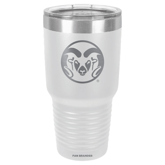 Fan Brander 30oz Stainless Steel Tumbler with Colorado State Rams Etched Primary Logo
