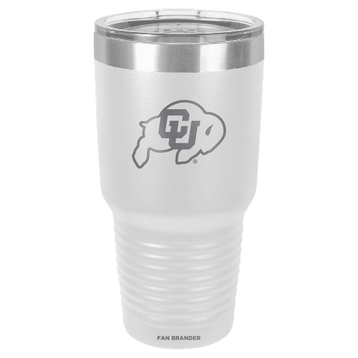 Fan Brander 30oz Stainless Steel Tumbler with Colorado Buffaloes Etched Primary Logo