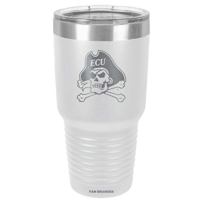 Fan Brander 30oz Stainless Steel Tumbler with East Carolina Pirates Etched Primary Logo