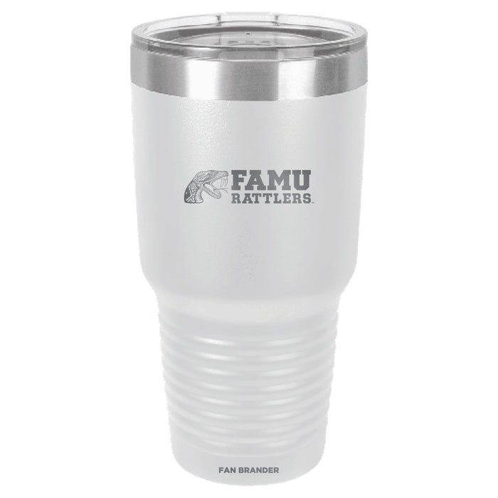 Fan Brander 30oz Stainless Steel Tumbler with Florida A&M Rattlers Etched Primary Logo