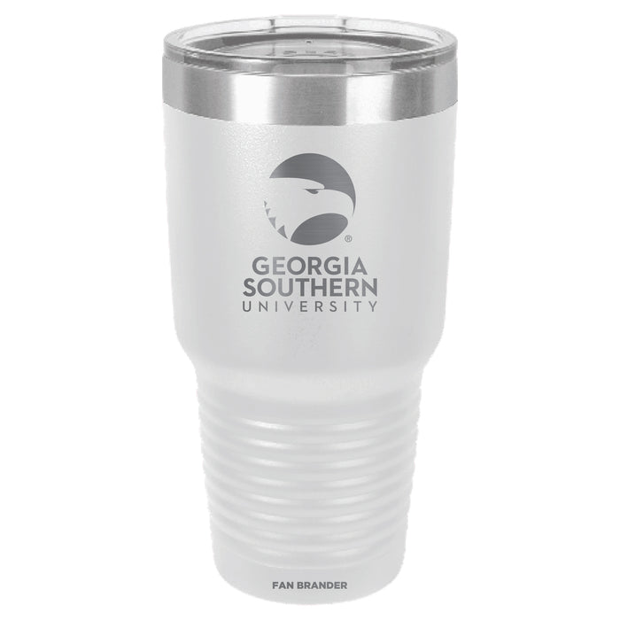 Fan Brander 30oz Stainless Steel Tumbler with Georgia Southern Eagles Etched Primary Logo