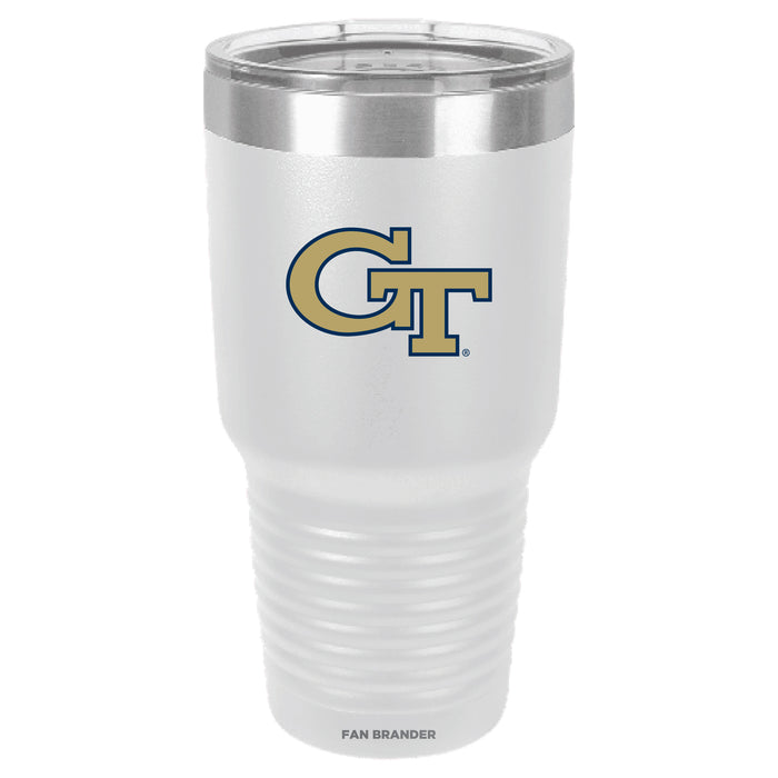 Fan Brander 30oz Stainless Steel Tumbler with Georgia Tech Yellow Jackets Primary Logo