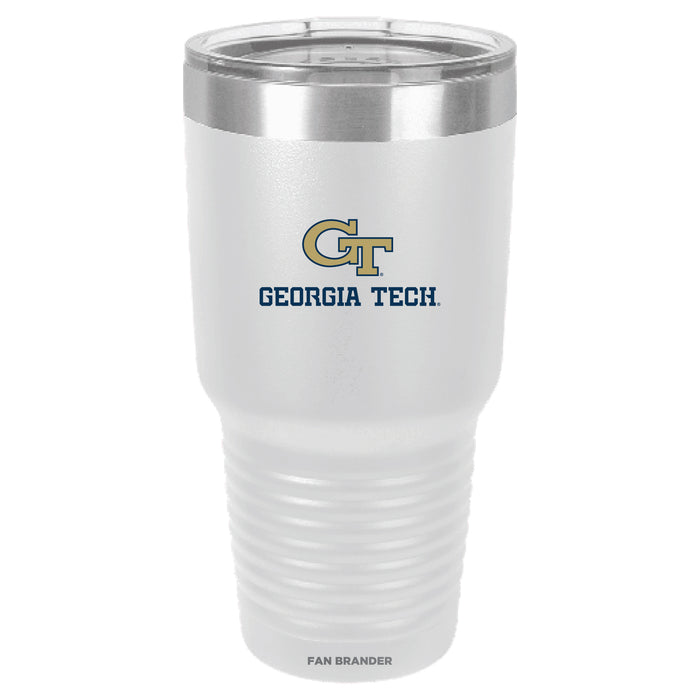 Fan Brander 30oz Stainless Steel Tumbler with Georgia Tech Yellow Jackets Secondary Logo