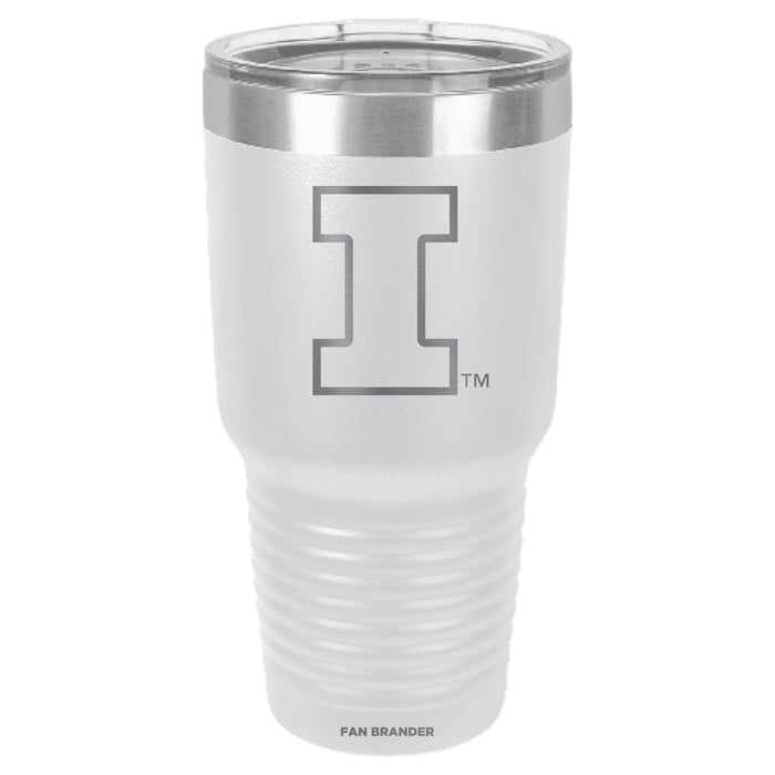 Fan Brander 30oz Stainless Steel Tumbler with Illinois Fighting Illini Etched Primary Logo