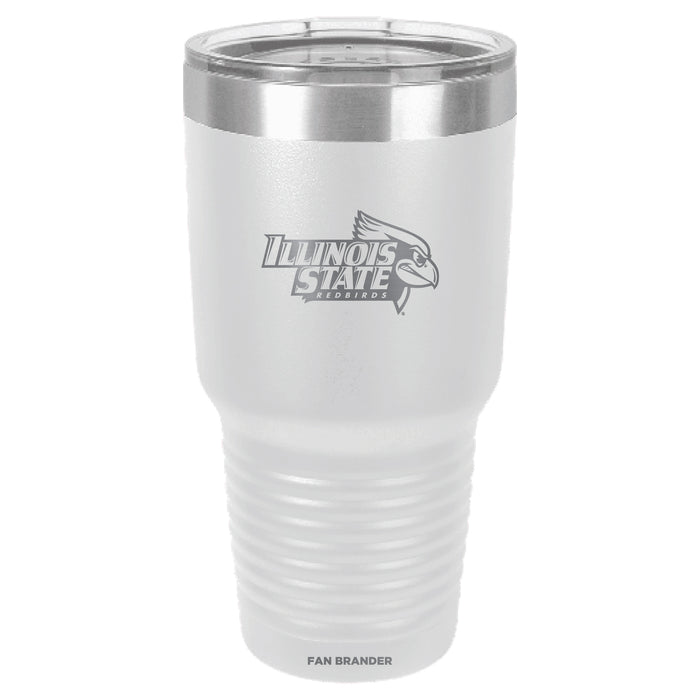 Fan Brander 30oz Stainless Steel Tumbler with Illinois State Redbirds Etched Primary Logo