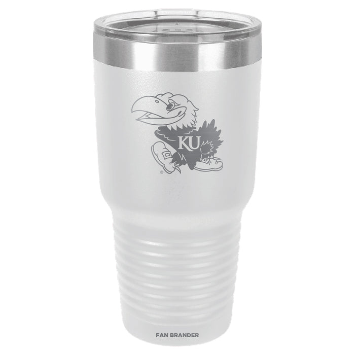 Fan Brander 30oz Stainless Steel Tumbler with Kansas Jayhawks Etched Primary Logo