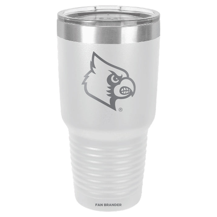 Fan Brander 30oz Stainless Steel Tumbler with Louisville Cardinals Etched Primary Logo