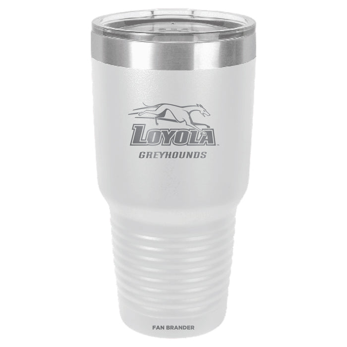 Fan Brander 30oz Stainless Steel Tumbler with Loyola Univ Of Maryland Hounds Etched Primary Logo