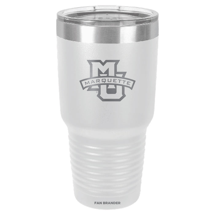 Fan Brander 30oz Stainless Steel Tumbler with Marquette Golden Eagles Etched Primary Logo