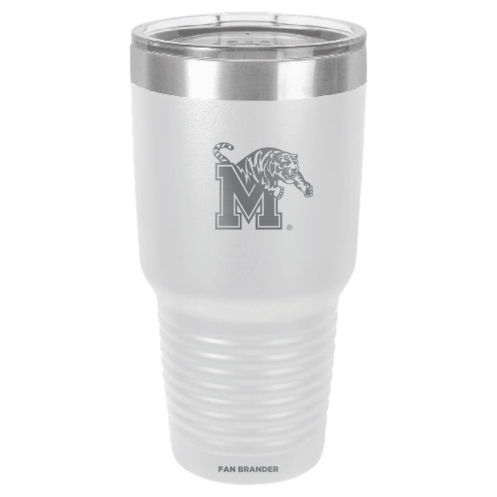 Fan Brander 30oz Stainless Steel Tumbler with Memphis Tigers Etched Primary Logo