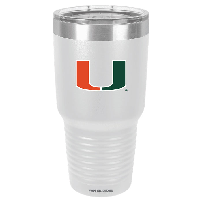 Fan Brander 30oz Stainless Steel Tumbler with Miami Hurricanes Primary Logo