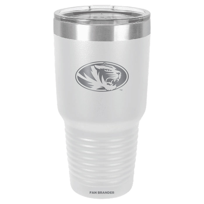 Fan Brander 30oz Stainless Steel Tumbler with Missouri Tigers Etched Primary Logo