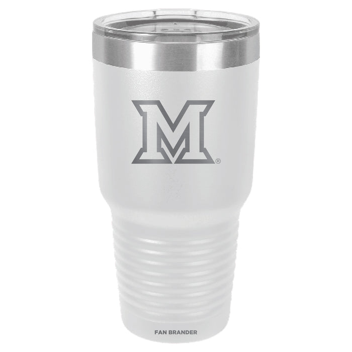 Fan Brander 30oz Stainless Steel Tumbler with Miami University RedHawks Etched Primary Logo