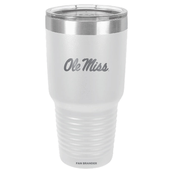 Fan Brander 30oz Stainless Steel Tumbler with Mississippi Ole Miss Etched Primary Logo