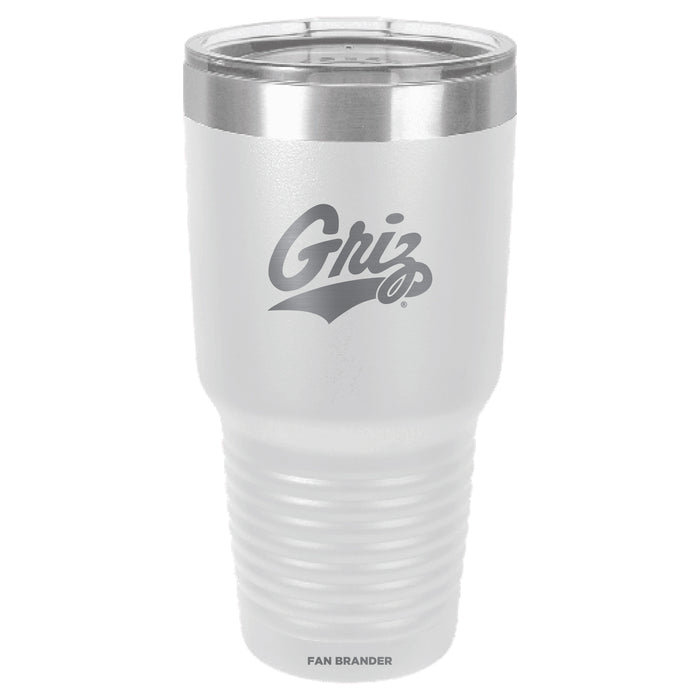 Fan Brander 30oz Stainless Steel Tumbler with Montana Grizzlies Etched Primary Logo