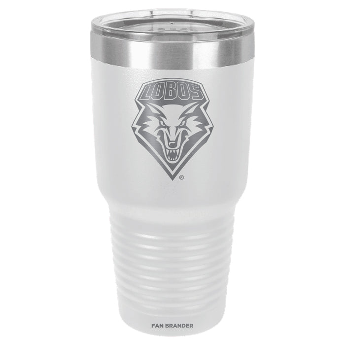 Fan Brander 30oz Stainless Steel Tumbler with New Mexico Lobos Etched Primary Logo