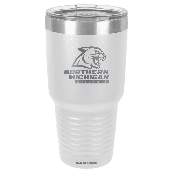Fan Brander 30oz Stainless Steel Tumbler with Northern Michigan University Wildcats Etched Primary Logo