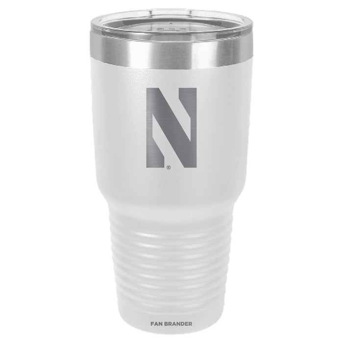 Fan Brander 30oz Stainless Steel Tumbler with Northwestern Wildcats Etched Primary Logo