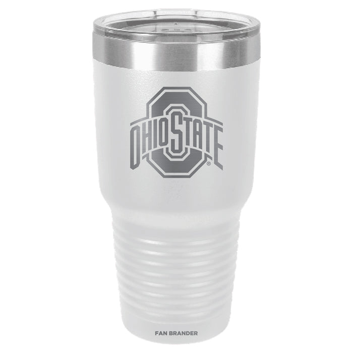 Fan Brander 30oz Stainless Steel Tumbler with Ohio State Buckeyes Etched Primary Logo