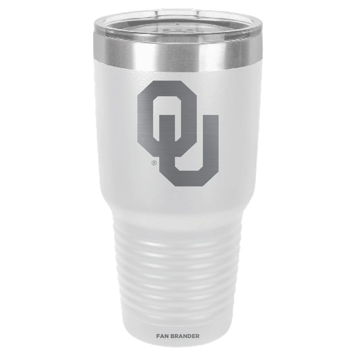 Fan Brander 30oz Stainless Steel Tumbler with Oklahoma Sooners Etched Primary Logo