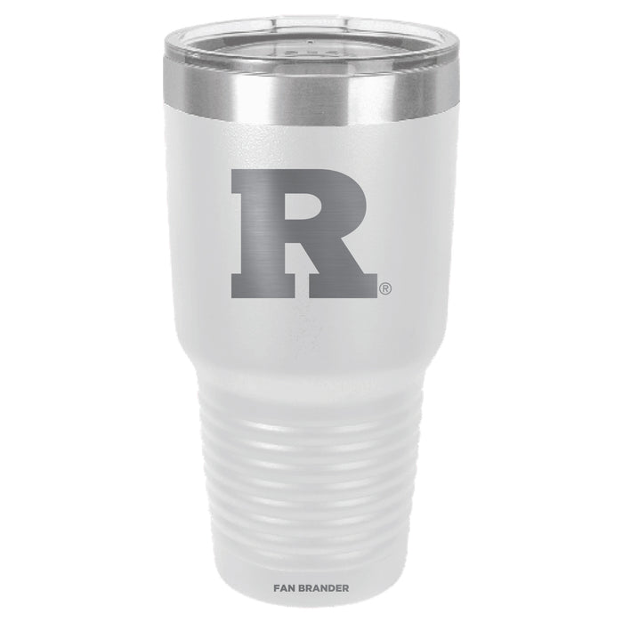 Fan Brander 30oz Stainless Steel Tumbler with Rutgers Scarlet Knights Etched Primary Logo