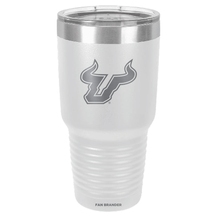 Fan Brander 30oz Stainless Steel Tumbler with South Florida Bulls Etched Primary Logo
