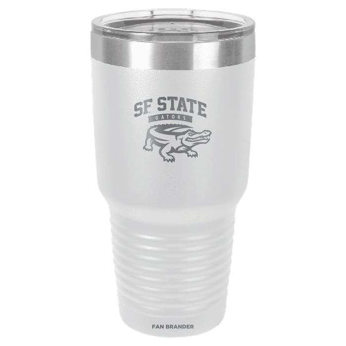 Fan Brander 30oz Stainless Steel Tumbler with San Francisco State U Gators Etched Primary Logo
