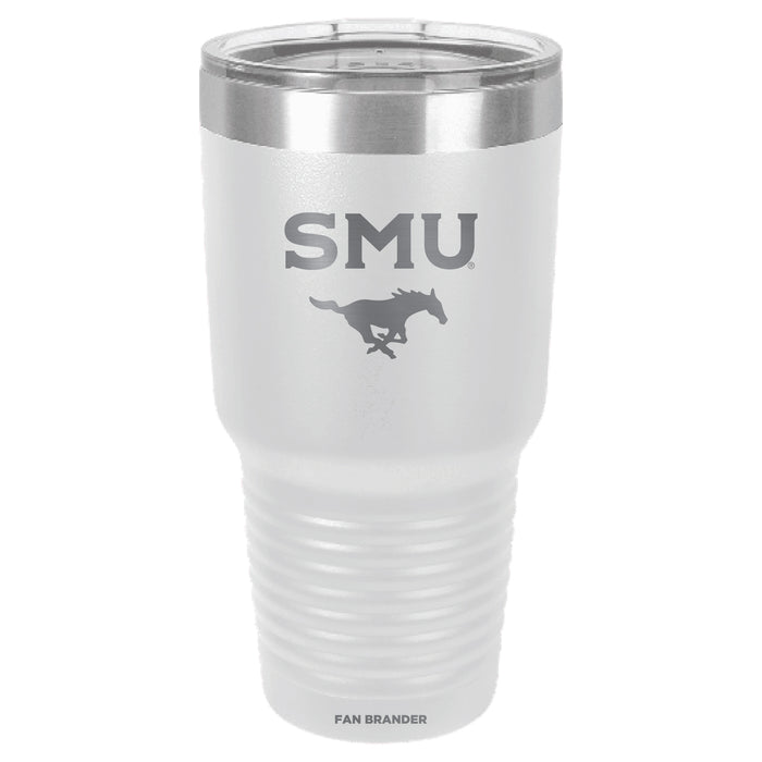 Fan Brander 30oz Stainless Steel Tumbler with SMU Mustangs Etched Primary Logo