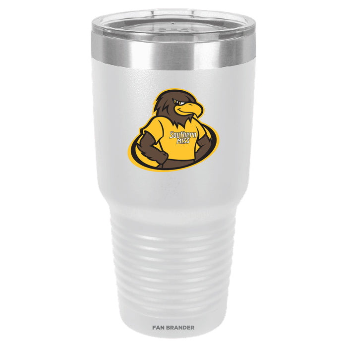 Fan Brander 30oz Stainless Steel Tumbler with Southern Mississippi Golden Eagles Secondary Logo