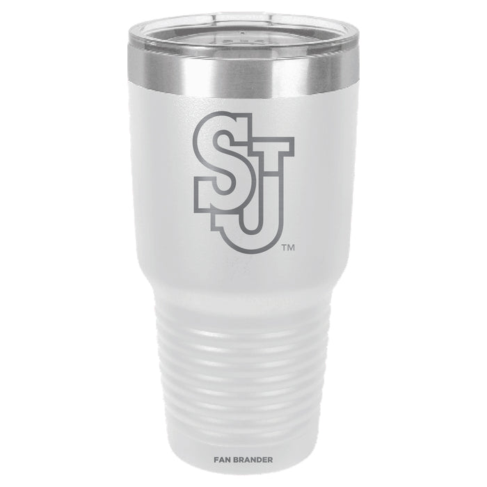 Fan Brander 30oz Stainless Steel Tumbler with St. John's Red Storm Etched Primary Logo