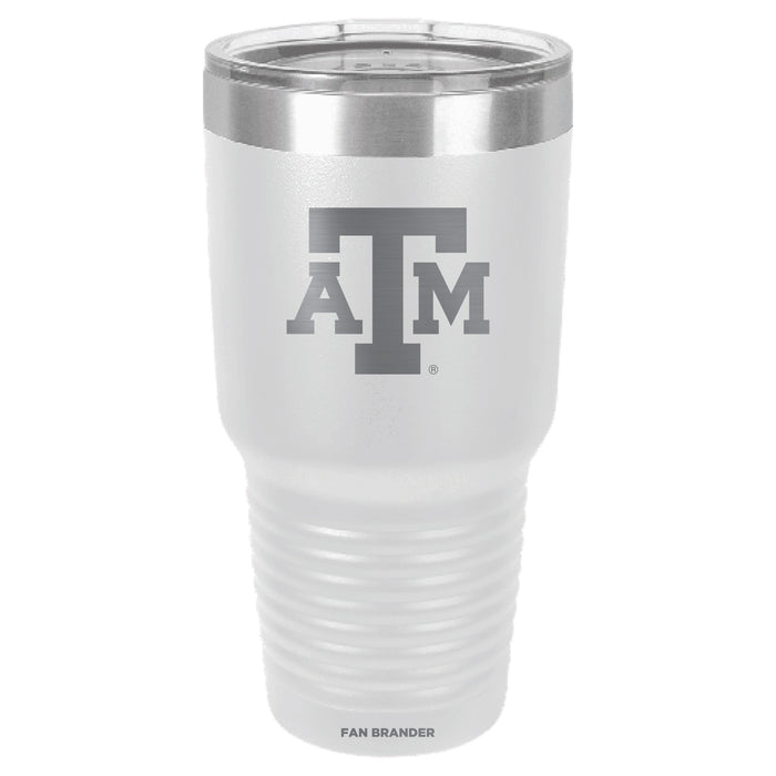 Fan Brander 30oz Stainless Steel Tumbler with Texas A&M Aggies Etched Primary Logo