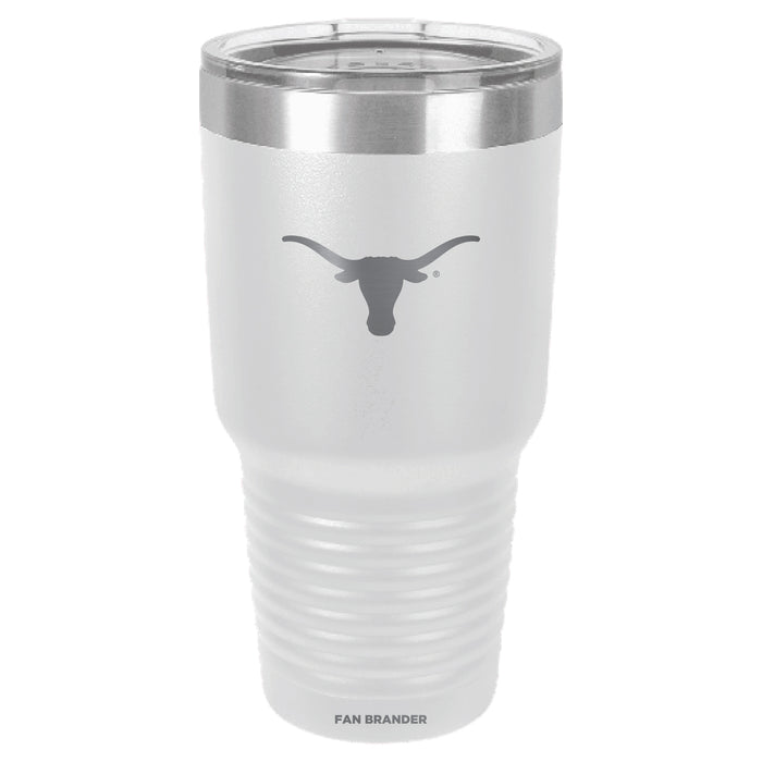 Fan Brander 30oz Stainless Steel Tumbler with Texas Longhorns Etched Primary Logo