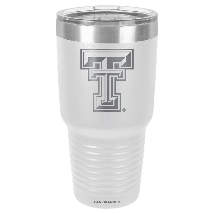 Fan Brander 30oz Stainless Steel Tumbler with Texas Tech Red Raiders Etched Primary Logo