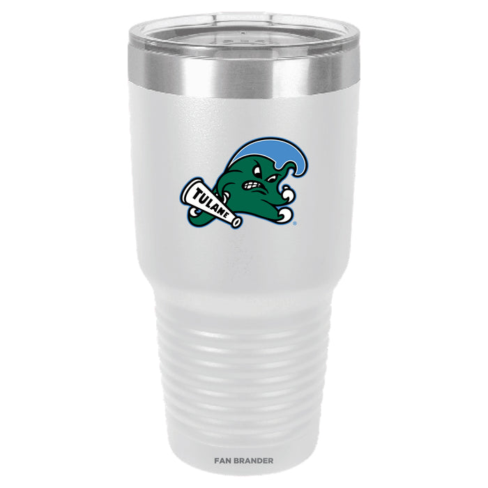 Fan Brander 30oz Stainless Steel Tumbler with Tulane Green Wave Primary Logo