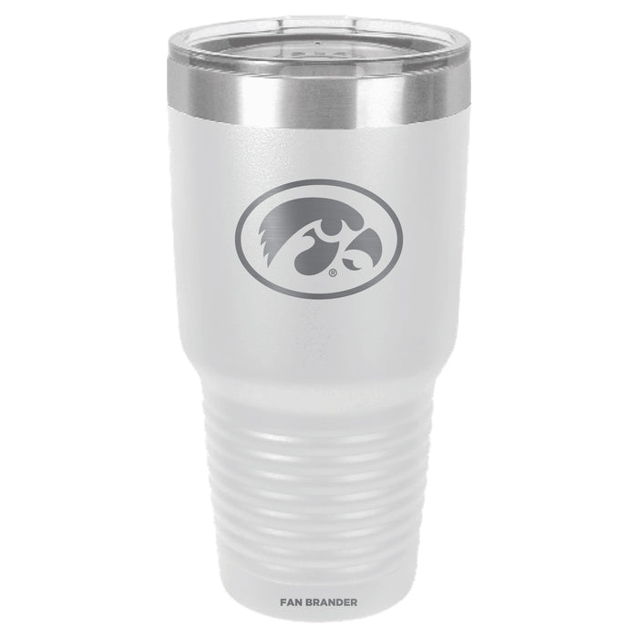Fan Brander 30oz Stainless Steel Tumbler with Iowa Hawkeyes Etched Primary Logo