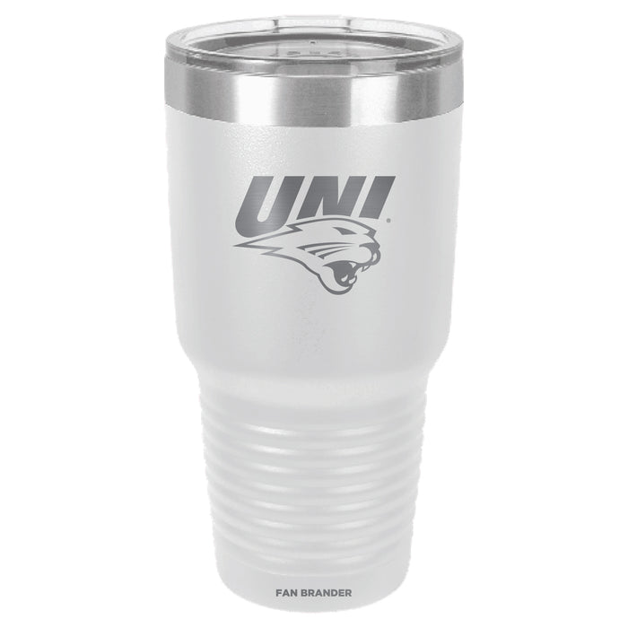 Fan Brander 30oz Stainless Steel Tumbler with Northern Iowa Panthers Etched Primary Logo
