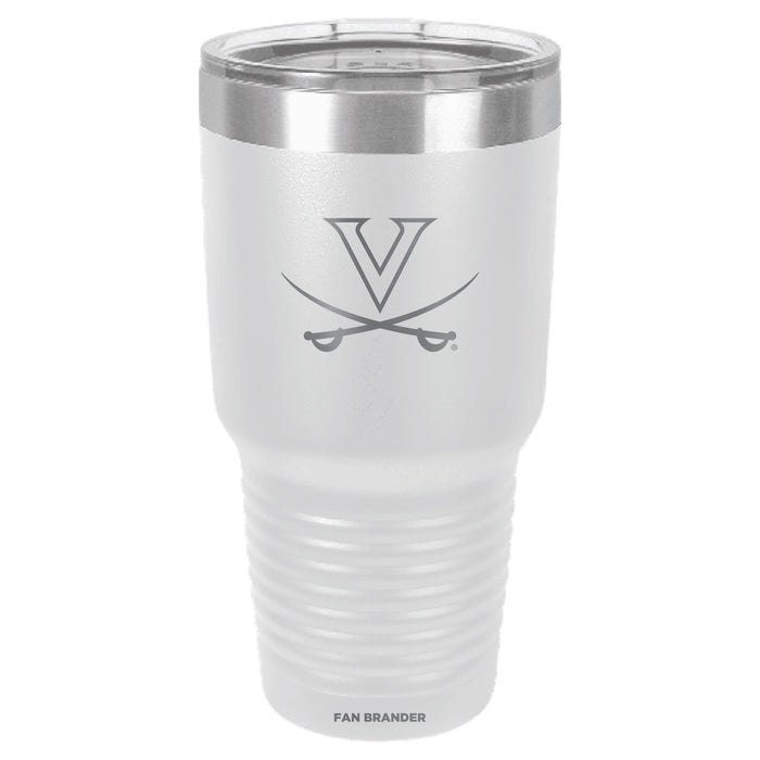 Fan Brander 30oz Stainless Steel Tumbler with Virginia Cavaliers Etched Primary Logo